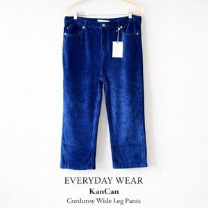 NWT KanCan Navy Corduroy Wide Leg High Rise Stretch Pants Size 32
